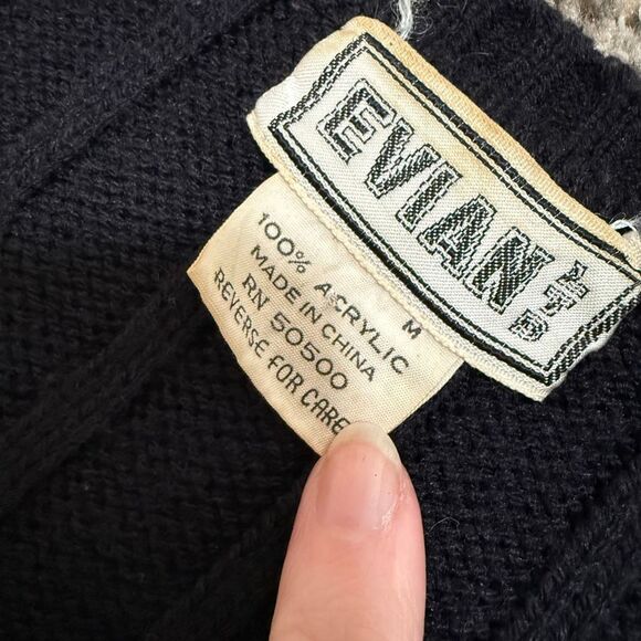 Evian Black Sweater Vest Button Down Medium Sleeveless Cardigan - Picture 3 of 5